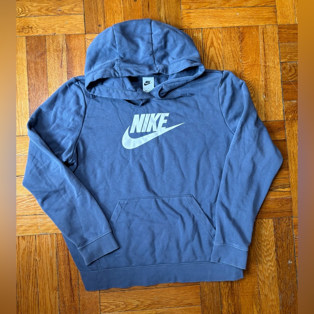 Women's Nike Sportswear Club Fleece Logo Pullover Hoodie Diffused Blue Size L